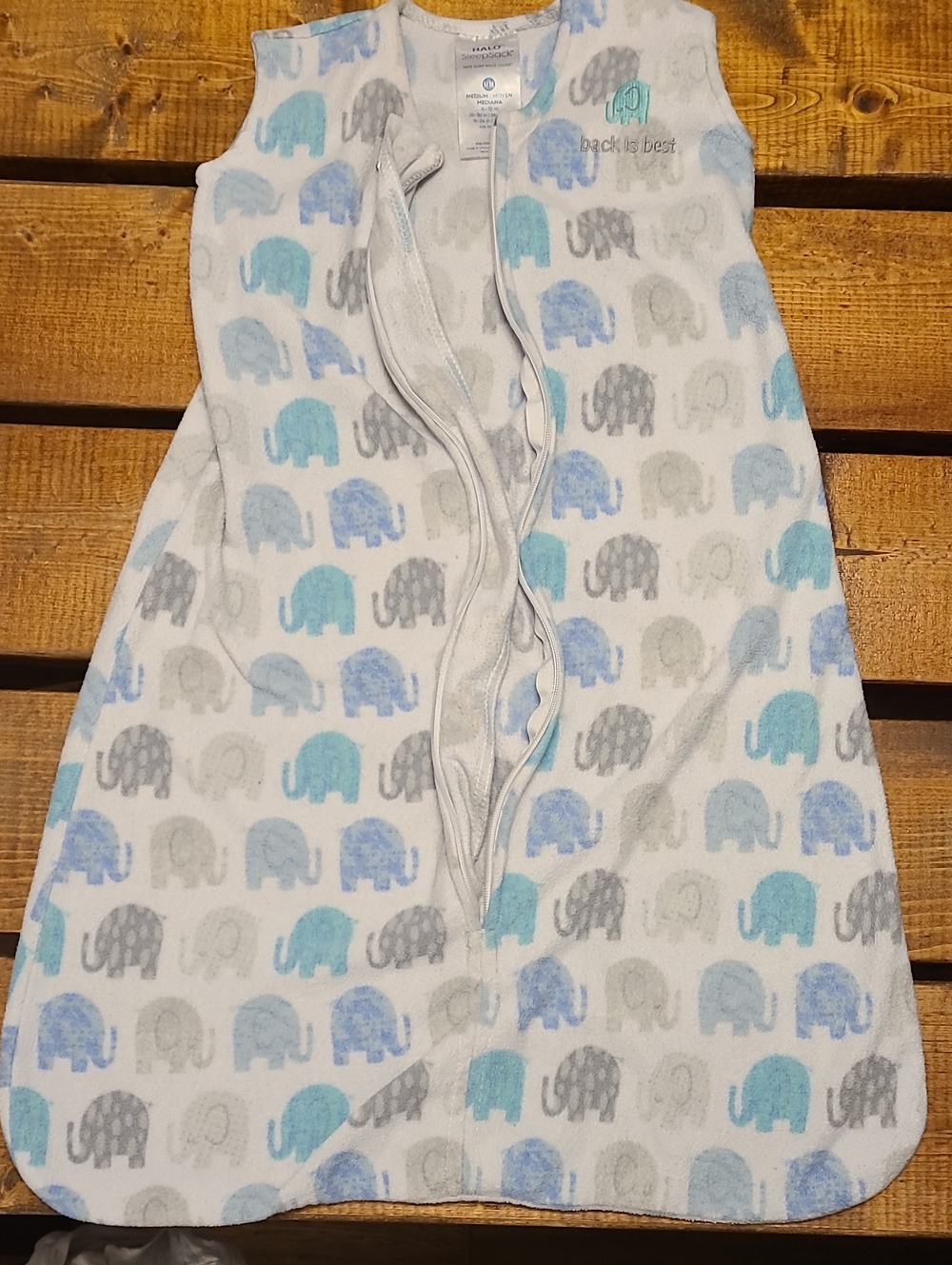 Halo - Sleep Sack Pajamas - Blue & Gray Elephant Print - Md